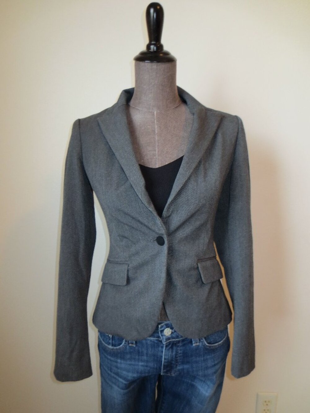 Express Blazer Grey Gray Classic Single Button Size 0 - XS